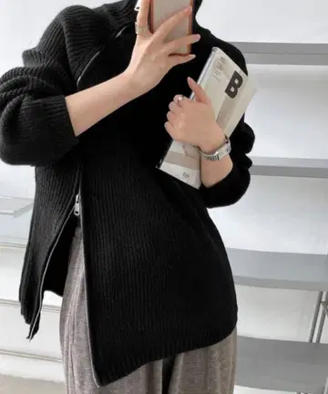 지퍼 하이넥 니트 스웨터