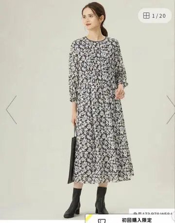 자유구 [세탁 가능] 스노우 플라워 프린트 원피스 40 새상품