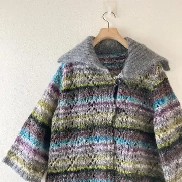 Felrero 일본제 실크모헤어 혼방 크로셰 니트 가디건 그라데