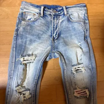 mnml 리페어 데님 팬츠/X214 스키니 스트레치 데님