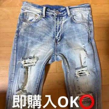 mnml 리페어 데님 팬츠/X214 스키니 스트레치 데님