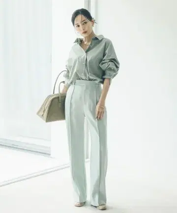 [ 새상품급 ] 더블 새틴 스트레이트 팬츠 민트 M 아뉴앙스