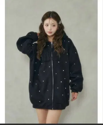 Darich DD 로고 비쥬 지퍼 후드티