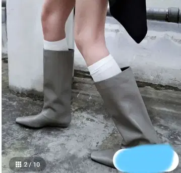 미들 가죽 부츠 그레이 스퀘어토