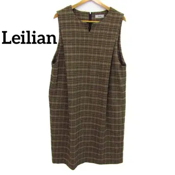 Leilian 레리안 원피스 체크 슬리브리스 오버롤 스커트