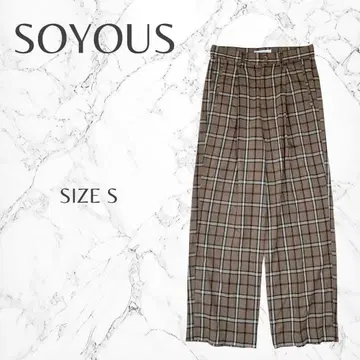 소유즈 가을/겨울 캐주얼 체크 무늬 멋진 슬랙스 와이드 팬츠 S