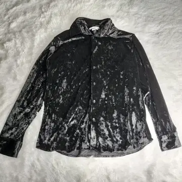 ZARA 벨루어 셔츠 스트레치 긴팔 셔츠 블랙 RELAXED FIT