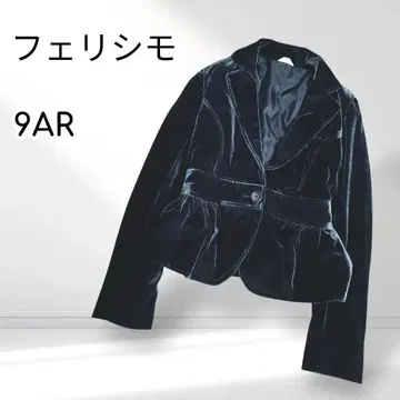 펠리시모 벨로아 테일러드 자켓 페플럼 긴팔 광택감 고급 세탁 가능