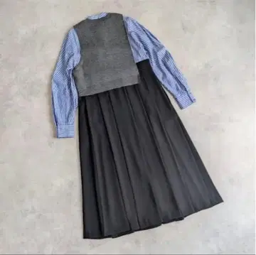 파랑과 블랙 스트라이프 셔츠 원피스