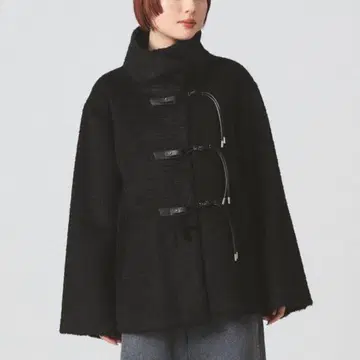 샤기 토글 버튼 하프 코트