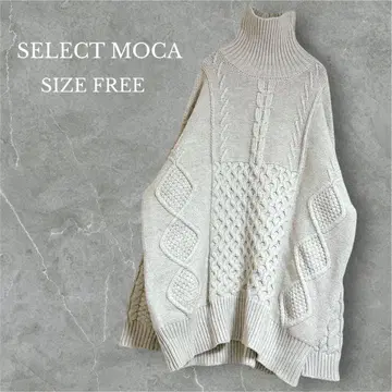 새상품급 셀렉모카 니트 스웨터 케이블 터틀넥 화이트 M