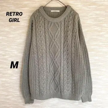 레트로걸 긴팔 니트 [ M ] 크루넥 스웨터 케이블 짜임 0296