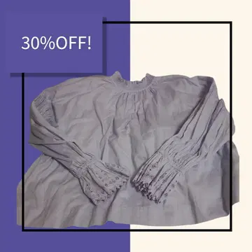 연보라 자수 프릴 소매 셔츠