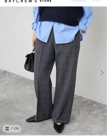 스픽 앤 스팬 [ 손세탁 가능 ] 글렌체크 기모 턱 스트레이트 팬츠 38