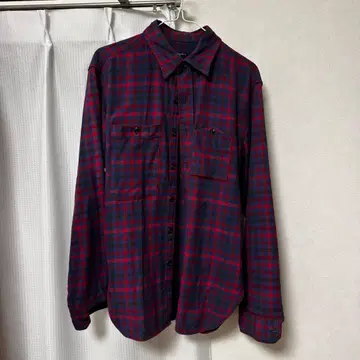 ENGINEERED GARMENTS 긴팔 플란넬 셔츠 S 네이비/레드