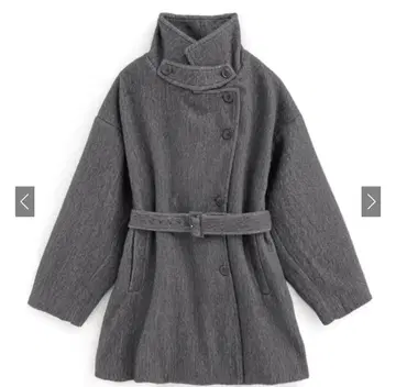 샤기 스탠드 미들 기장 오버코트 [ze842]