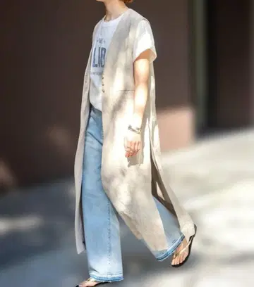 스픽 앤 스팬 린넨 실크 롱베스트