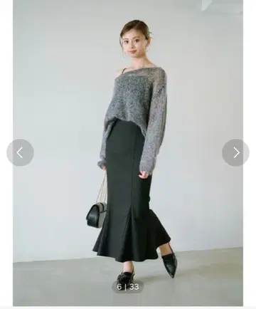 snidel 하이웨스트 머메이드 스커트 블랙 00