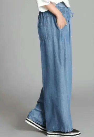 야마다야 SCOT CLUB 텐셀 데님 와이드 팬츠 블루