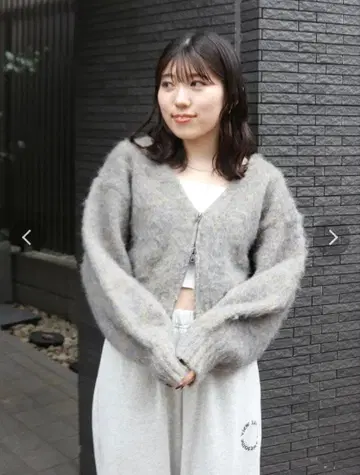 더블 지퍼 V넥 니트 가디건