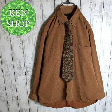 넥타이 셔츠 브라운 올 패턴 페이즐리 무늬 캐주얼 구제 의류