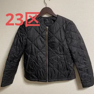 새상품급 23구 사이즈 32 노카라 자켓 퀼팅 블랙