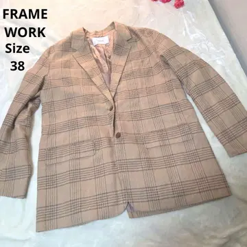 [ 오샤레 FRAME WORK ] 브라운 체크 자켓 사이즈 38