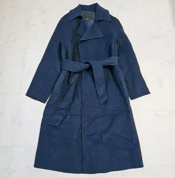 icb 울 리버 코트 캐시미어 양모 계열 네이비 A라인 벨트 포함