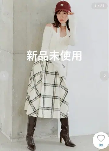 Sustainable 로빙 체크 미들 스커트