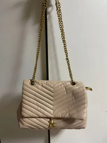 베이지 퀼팅 핸드백