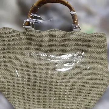 베이지 린넨 토트백 대나무 핸들