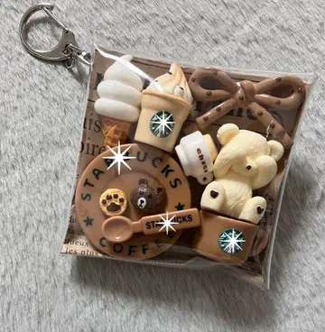 가챠 파우치 [ 화이트 곰돌이 카페 브라운 계열 ]