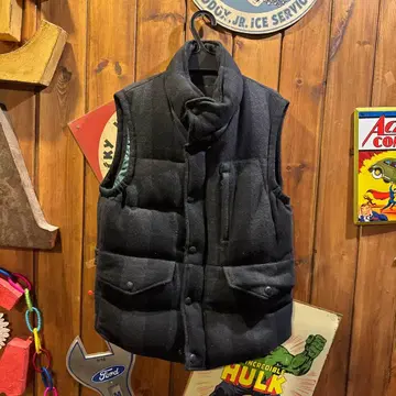 울 체크 다운 베스트