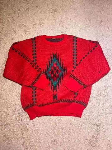 MarkAstor 이탈리아 니트 네이티브 무늬 빨간색