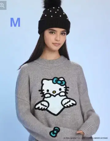 포에버21 헬로키티 블루엔젤 와펜 니트 M