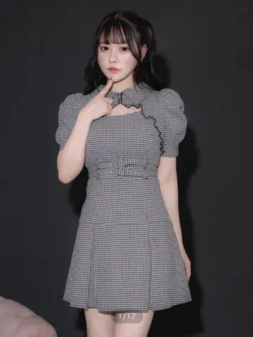 [ 당일 발송 ] pium 더블 벨트 컷 아웃 원피스 체크 [ 완판템 ]