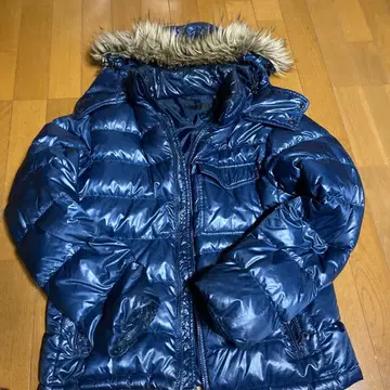 y2k 00s 다운 자켓 후드 퍼 포함 시크 스타일 헤이세이 갸루 네이비