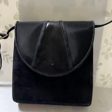 블랙 스웨이드 나일론 숄더백