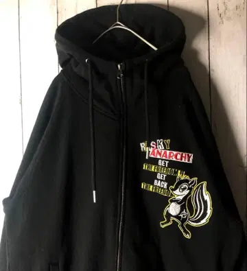 [ 희소 ] 아틀리에 LIN 자수 선박 업 후드티 블랙 L 스컹크