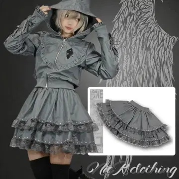 GOTHIC LACE FRILL GRAY SKIRT [이너 팬츠 포함]