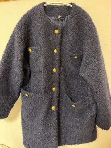 coca 코카 푸들 보아 노카라 코트 네이비 L