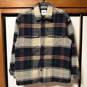 [ 좋은 배색 ] ZARA 체크 무늬 플란넬 셔츠 셔츠 자켓 긴팔 L