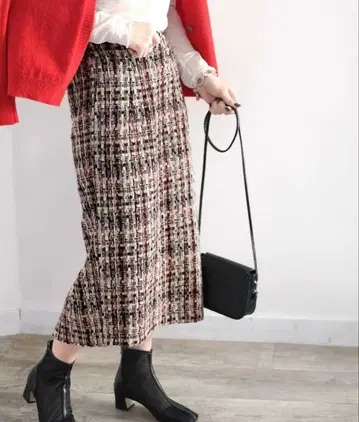 [ classicalelf ] 믹스 트위드 롱 스커트