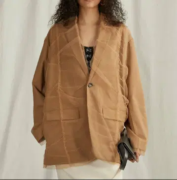 [새상품급] 플랜 프로젝트 튤 레이어드 자켓 베이지 25년