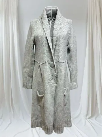 이탈리아제 46 사이즈 그레이 니트 롱 코트 13호 상당 빅 사이즈