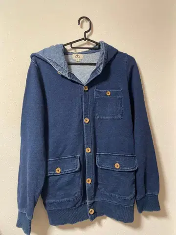 네이비 후드 부착 데님풍 자켓 후드티 겉옷