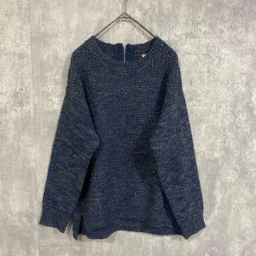 jena 긴팔 라메 니트 백 지퍼 오피스 캐주얼 네이비 M