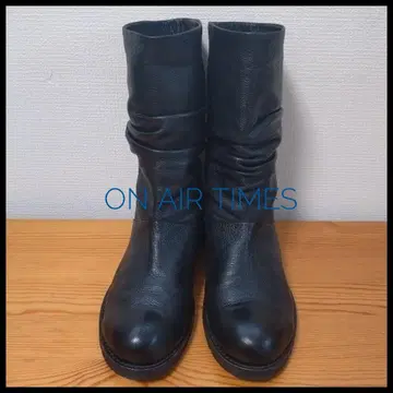 ON AIR TIMES 블랙 가죽 루즈핏 부츠 24cm