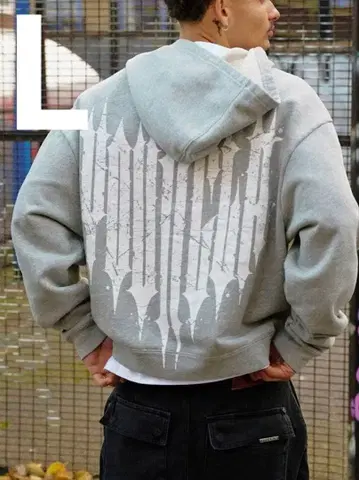 YOUNGLA 로고 프린트 자켓 후드티 그레이 L