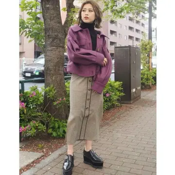 MURUA 마블 버튼 블루종 퍼플